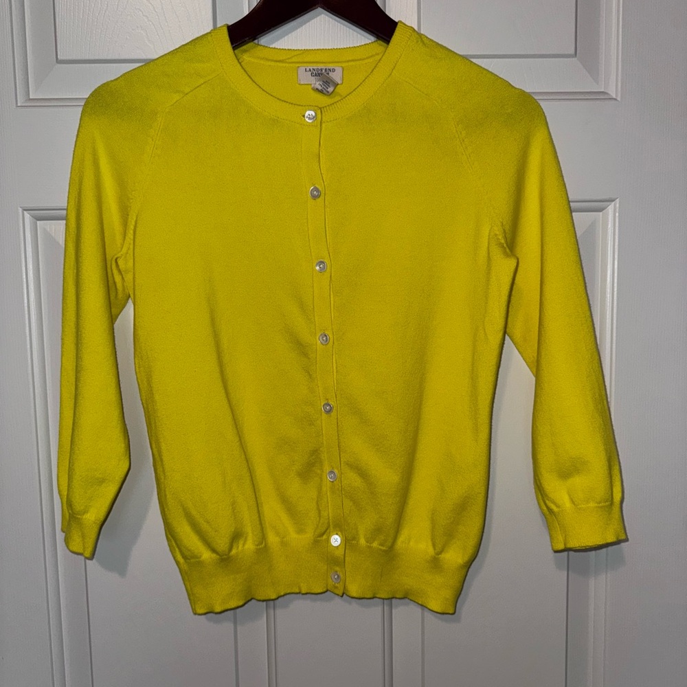 Lands' End Women's Vibrant Yellow Cardigan